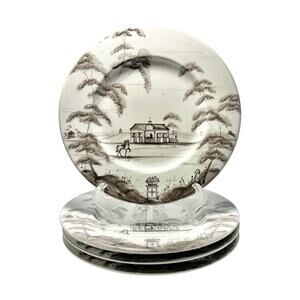 Juliska “Country Estate, Flint (Gray)” 4 Stoneware Dessert or Pie Plates 7 3/8”